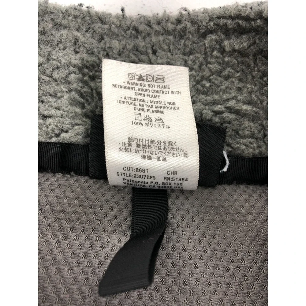 Patagonia Synchilla Womens Medium Fleece Jacket Retro Gray Black Full Zip 23070